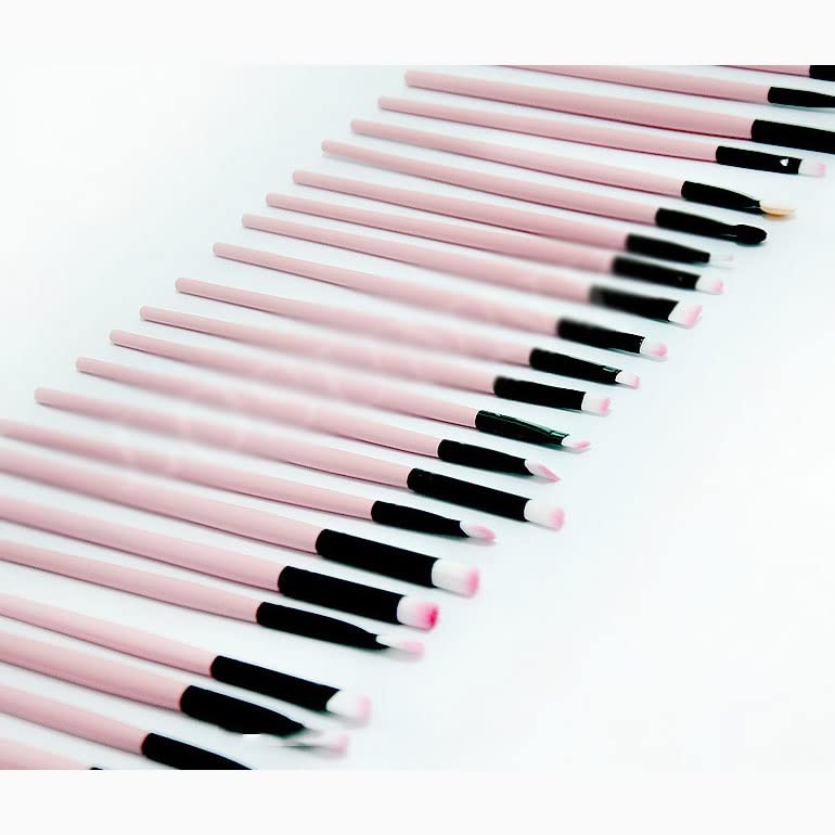Trexd 32 парчиња дрва рачка црна/розова професионална четка за шминка поставена PU кожна торба алатка за разубавување