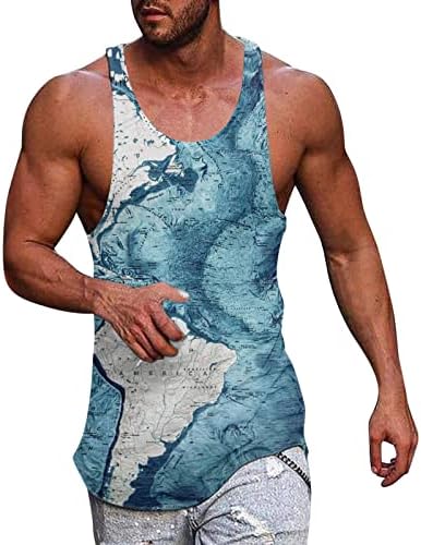 Jiabing Mens Lumture Surf Beach Top Top Голема големина Обичен дишев без ракави, лабава целосна печатена кошули за мажи