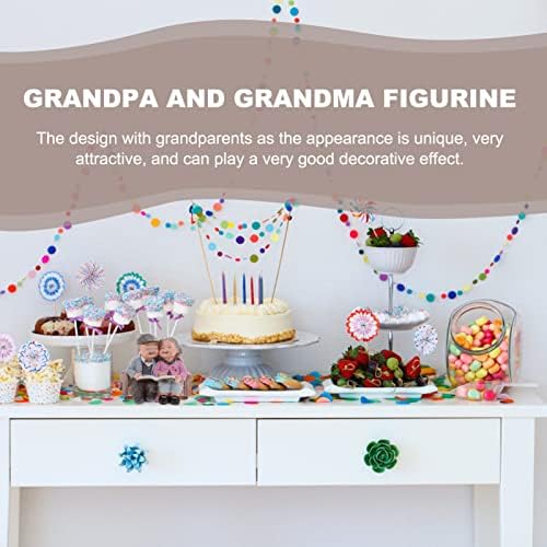 Homoyoyo Loving Постари пар фигурини, фигури за торта од смола, фигурини маж и жена статуа баби и дедовци за роденден на годишнината