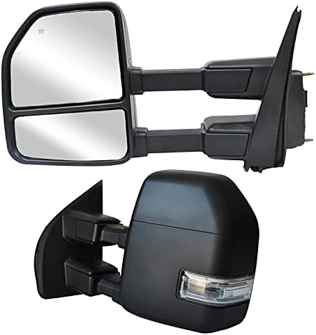 Огледалата за влечење на пар Аданц се вклопуваат за 2017 2018 2018 година 2020 FORD F250 F350 F450 F550 F550 Super Duty Pickup Trumber Mirrors Turn Signal Signal Signal Auxiliary Lamp Sentor Sensor Power Turned Black Housing LH+RH