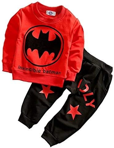 P BUTIQUE UNISEX детска облека постави долги ракави за маици за маици Бетмен