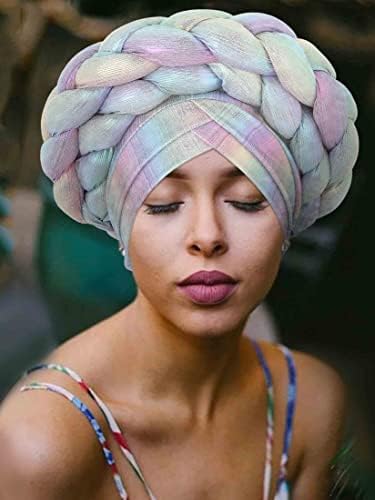 Woeoe beanie капаче за глава, двојна плетенка пред-врзана шамија на главата, изопачен африкански глава турбан за жени и девојчиња