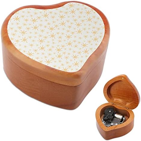 Симпатична летна сонце дрвена музичка кутија срцева форма на ветровито музичко кутија гроздобер дрвена часовна музичка кутија подароци