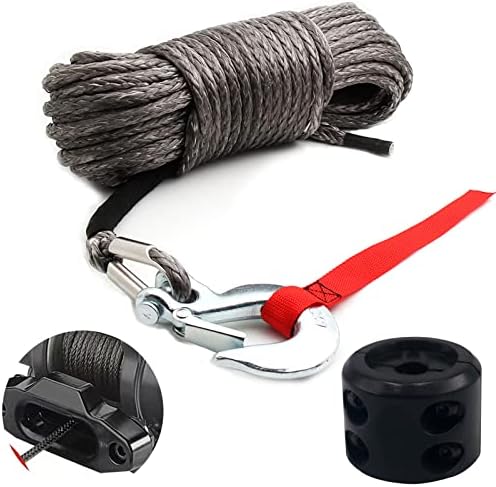 KIT на јажето со јаже на Yifuok 1/4 x100ft - 9500 bs Winch Line Rope Замена со јаже со јаже со јаже + гума за стоп за 4x4 Off Road Road