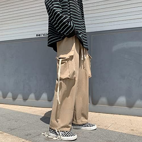 Карго панталони од Линсеннија за мажи опуштени вклопени обични работни панталони со џебови, баги улична облека хип хоп