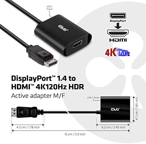 Клуб 3D DisplayPort1.4 до HDMI 4K 120Hz HDR Активен адаптер M/F CAC-1085
