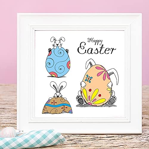 Велигден зајак јајце позадина јасни марки за правење картички за украси и резерви за книги, среќни велигденски зборови транспарентни гумени