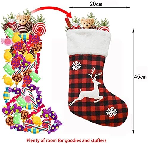 ЈЕЛАИВП 18 Бафало Божиќни чорапи сет од 4 карирани пакувања за порибување што висат чорапи за декорација