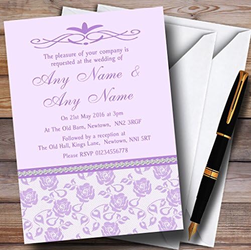 Убава Јоргована Виолетова Цветна Дијамант Персонализирани Покани За Венчавки
