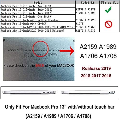 Рубан Случај Компатибилен Со Macbook Pro 13 инчен 2019 2018 2017 Ослободување А2159 А1989 А1706 А1708 со/Без Допир Бар,