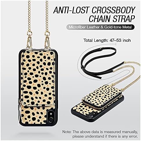 Iphone XR Crossbody Случај, Iphone XR Паричник Случај, ZVEdeng Патент Паричник Картичка Случај Crossbody Синџир Рачен Ремен За Жени Кожа Чанта Шок Отпорен Случај за iPhone XR 6.1 Гепард Печат?