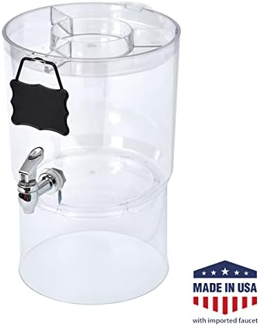 Диспензерот за пијалоци Buddez со Stand - Stackable 2 Gallon Tritan Clear Dispenser, Dispenser со големи забави, врвен капак за чаши и овошје,