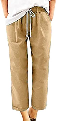 Comigeewa тинејџери девојки обични панталони панталони за жени спандекс газа постелнина права нога обична есенска летна панталона облека