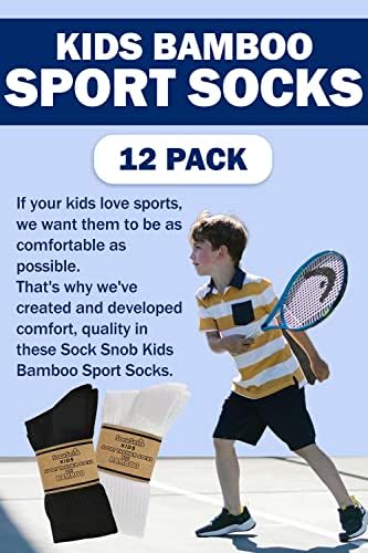 12 пар деца бамбус екипаж атлетски чорапи | Сноб на чорап | Спортски чорапи