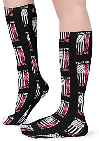 Борба за лек механичар американско знаме за рак на дојка спортски чорапи топли цевки чорапи високи чорапи за жени мажи кои работат обична забава