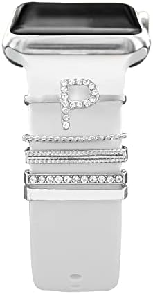Almnvo Bands Charms компатибилен со Apple Watch Silicone Bands Charms, Модни метални дијамантски декоративни прстени јамки за