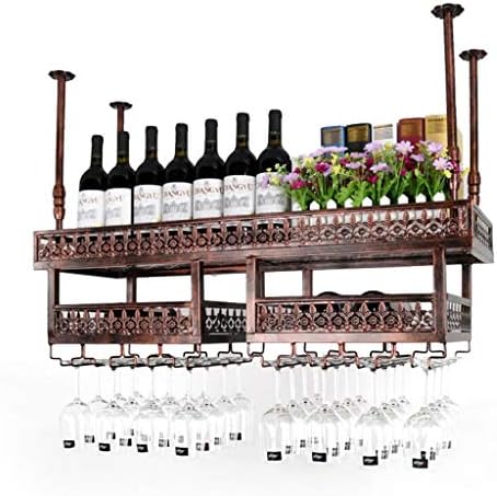 Под кабинетот за вино за вино - Рустикална монтирана полица за висино вино со држач за чаши и складирање на кригла - Домашни