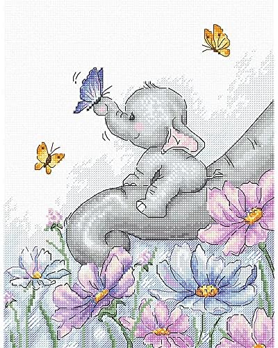 Комплет за вкрстено бод Лука -С - слон со пеперутка