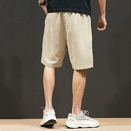 Машки панталони за машка јапонски стил лабава обични панталони лето со џебови еластично влечење опуштено вклопување 3/4 панталони