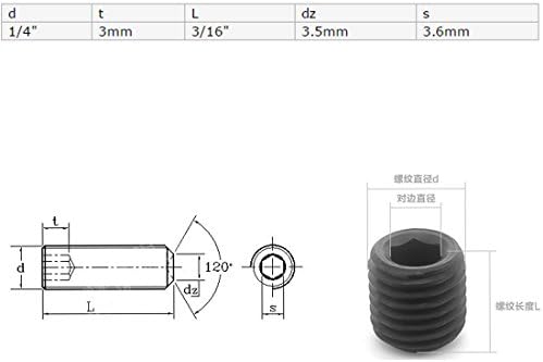 AEXIT 1/4 x нокти, завртки и сврзувачки елементи 3/16 точка на чаша 3,6 mm приклучок HEX SET Grub завртки црна орев и завртки поставуваат