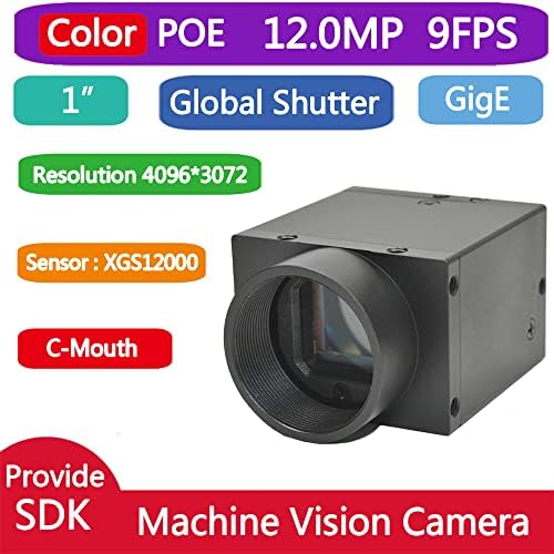 Hteng Vishi Gige Ethernet 12.0MP 1 Боја Индустриска камера машина Визија Глобален бленда C-Mouth CMOS Сензор за камера за скенирање 4096x3072@9FPS