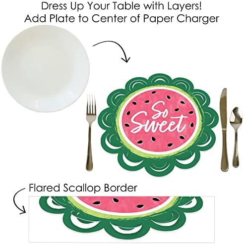 Голема точка на среќа Слатка лубеница - Овошни украси за тркалезна маса - полначи за хартија - Поставување место за 12