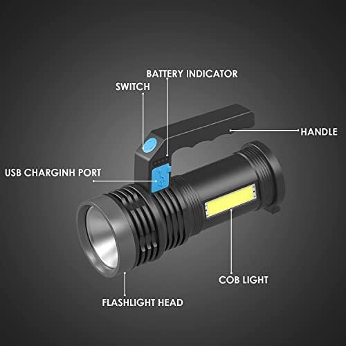 Flashlights на Flashlight Flashlight Flashlight Flashlight Flashlights Flashlights, високи лумени од 2000mAh со 4 режими, странично