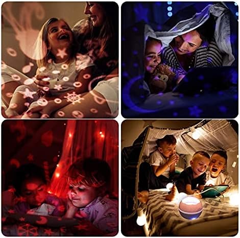 Lovedfgh Star Projector 3 Films Rursery Provicting Lamp 360 степени ротирачки 8 режими на бои Фенер со USB кабел за бебе, детска спална