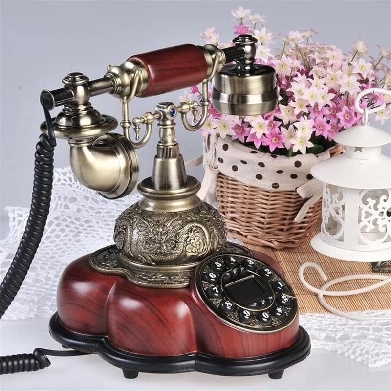 KXDFDC Антички кабел Телефонски смола Фиксна дигитална ретро телефонска копче бирање гроздобер декоративни ротациони телефони