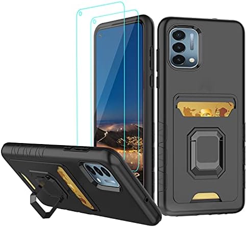 Euxery for OnePlus Nord Nord N200 5G Case со држач за слот за картички и метален ринг -киксот Nord N200 5G Case со заштитник на екран со тешка