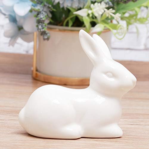 Викаски 5 парчиња керамички зајаче зајак керамички зајаче фигура Божиќни украси зајаци керамички зајаци фигура порцелански зајаци зајаче