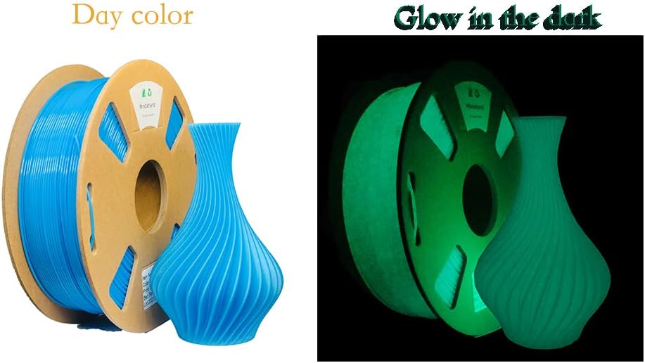 2x1kg 3D печатач за печатач PLA 1,75мм сјај во темната пламен 1 кг сјај зелена и сјајна сина боја совршено рани висока чистота