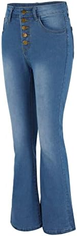 Плус големина женски панталони bellвонски фармерки со високи слабини дното на половината панталони со одблесоци високи жени