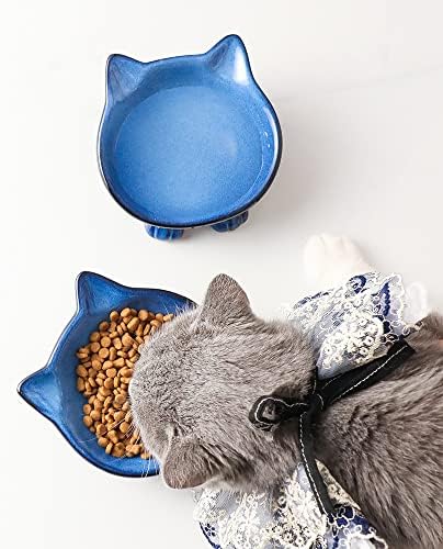 Нихау Керамички Основни Чинии За Мачки: 5 Инчен Сад За Мачки за Храна &засилувач; Вода-Храна Одделение За Мачки За Мачки Со Мала Големина