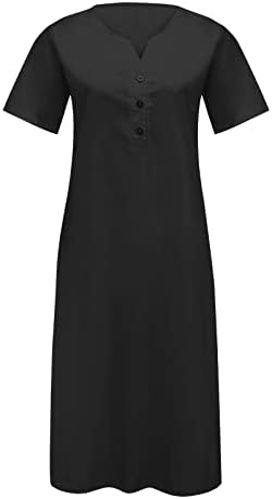 Nokmopo Краток ракав облечен случај со цврста боја на цврста боја, печатена мала V-врат од вратот, лабав фустан со краток ракав