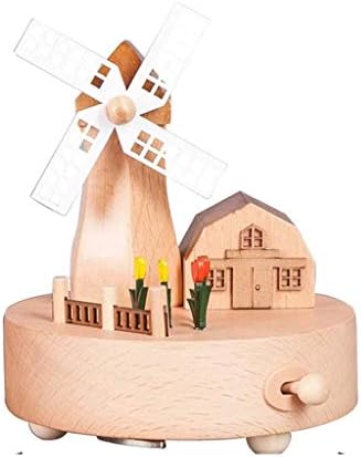 Zlbyb Нова романтична ветерница музичка кутија дрвена ротирачка музичка кутија занаети ретро домашна декорација детски играчки
