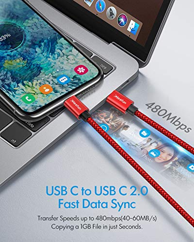 USB C ДО USB C Кабел 60W, [5-Пакет, 3/3/6/6/10 ft] CLEEFUN Брзо Полнење Тип C До Тип C Кабел Плетенка За Samsung Galaxy S23 S21 S21 S20