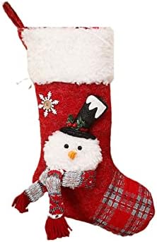 TDARRX Божиќни големи чорапи карирани со кадифен манжетни за декор за порибување торба за подароци