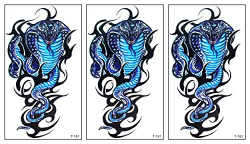 ПАРИТА Мали Тетоважи 3Д Сина кобра Змија Цртан Филм Привремена Тетоважа За Возрасни Мажи Жени Деца Модни Тетоважи Водоотпорна