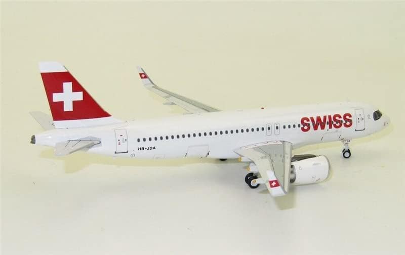 JFOX SWISS International Air Lines за Airbus A320-271n HB-JDA со Stand Limited Edition 1/200 Diecast Aircraft Pre-Build Model