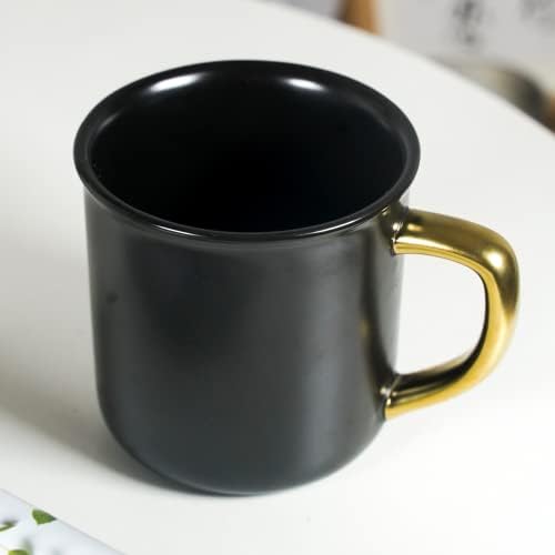 Fuscrip Ceramic Cafe Chafe Chige, кригла со кафе 16oz со рачка, 1 пакет порцеланска кригла за канцеларија и дома, мат црна со