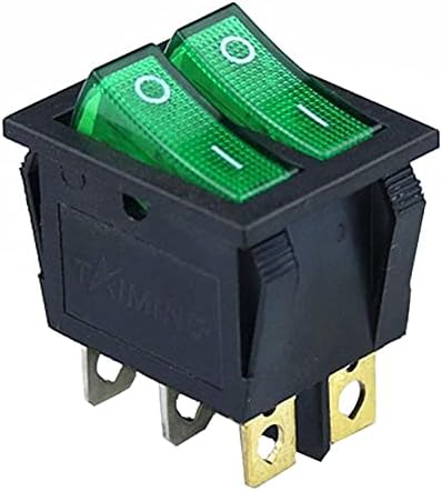 Tioyw KCD2 Double Boat Rocker Switch 6 пински вклучен со зелено црвено светло 20A 125VAC