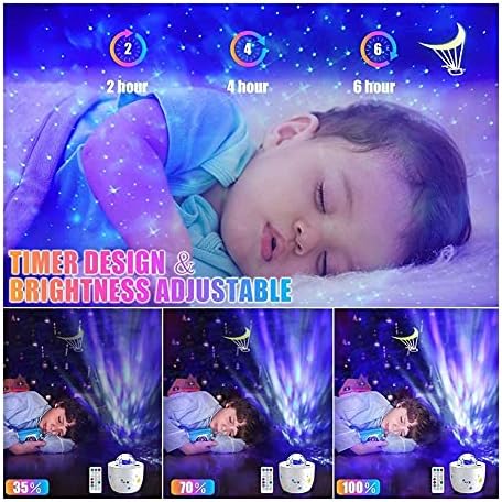 Loveубов*DFGH Galaxy Projector Night Light Planetarium Starlight со далечински управувач 40 бои 360 Глобус подарок за таванот спална соба