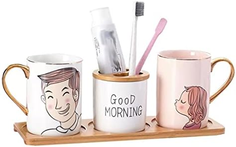 Хукаи јапонски чаша за миење на устата двојка керамички сет чаша за миење садови за нордиска четкање пар чаши за четки за заби