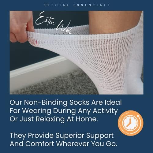 Специјални најважни работи 6 пара необврзувачки памучни дијабетични екипи чорапи со дополнителен широк врв за мажи и жени