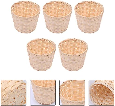 Mimianture Baskets Happyyami 5pcs Празни корпи за подароци за да се пополнат мини плетени корпи мала ткаена корпа за занаети