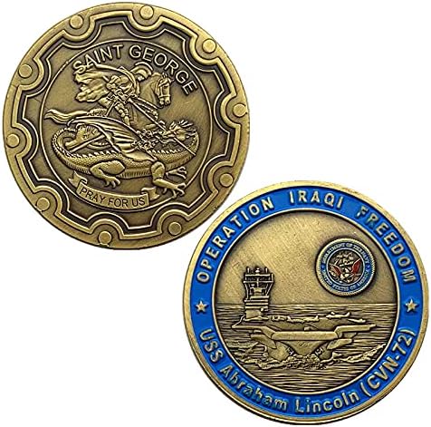 САД Ахрахам Линколн Авион Превозникот Сувенир Монета Бронзена Позлатени Предизвик Монета Свети Џорџ Шема Комеморативна Монета