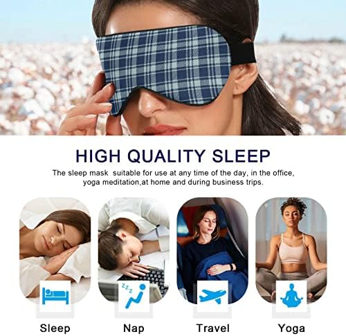 Unisex Sleep Mask Mask Dusty-Blue-Blaid-плашена ноќ за спиење маска за удобно око за очи за спиење