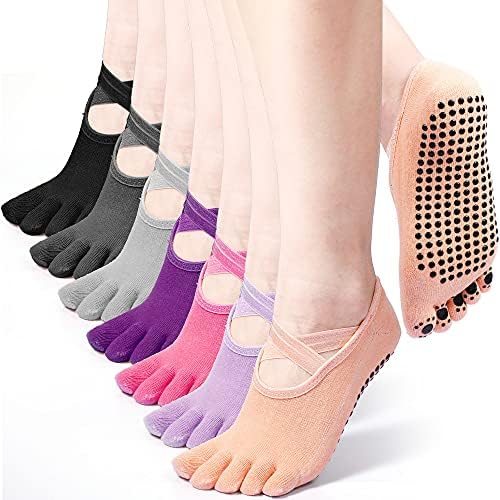 7 пара јога чорапи жени полни пети чорап не лизгачки лепливи чорапи со каиш