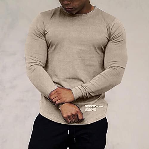 Машки пуловер со долги ракави, активни маици, обични строги удобни тенок џемпери паѓаат врвови на маички за мускули